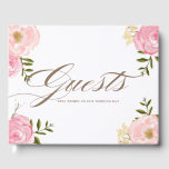 Romantic Pink Waterverf Flowers Wedding Guestbook Gastenboek<br><div class="desc">Een elegant en griezelig huwelijksboek met roze waterverf illustraties van pinda's en roos. Dit is een onderdeel van een trouwset. Overeenkomende objecten zijn beschikbaar.</div>