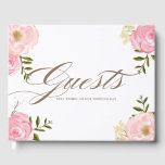 Romantic Pink Waterverf Flowers Wedding Guestbook Gastenboek<br><div class="desc">Een elegant en griezelig huwelijksboek met roze waterverf illustraties van pinda's en roos. Dit is een onderdeel van een trouwset. Overeenkomende objecten zijn beschikbaar.</div>