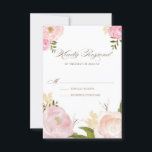 Romantic Pink Waterverf Flowers Wedding RSVP Kaart<br><div class="desc">Whimsical and romantic response card met roze waterverf illustraties van pinda's en roos. Dit is een deel van een trouwsuite. Overeenkomende objecten zijn beschikbaar.</div>