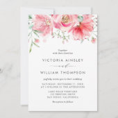 Romantic Pink Waterverf Rozen Floral Wedding Kaart (Voorkant)