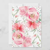 Romantic Pink Waterverf Rozen Floral Wedding Kaart (Achterkant)