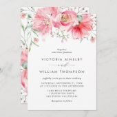 Romantic Pink Waterverf Rozen Floral Wedding Kaart (Voorkant / Achterkant)