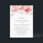 Romantic Pink Waterverf Rozen Floral Wedding Kaart<br><div class="desc">Een florele botanische roze uitnodiging voor een bruiloft. Hij heeft een helder roze waterverf roos en een grienery met een bijpassend floreel patroon. Pas deze elegante bloemige uitnodiging aan door je eigen trouwgegevens toe te voegen. Ideaal voor lentendendingen en tuinbruiloften.</div>