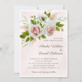 Romantic Pink Waterverf Rozen Floral Wedding Kaart (Voorkant)