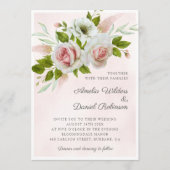 Romantic Pink Waterverf Rozen Floral Wedding Kaart (Voorkant)