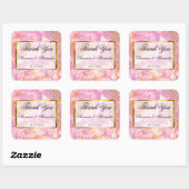 Romantic Pink Waterverf Rozen Weddenschap Bedankt Vierkante Sticker (Vel)