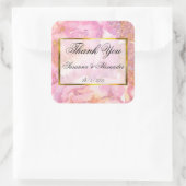 Romantic Pink Waterverf Rozen Weddenschap Bedankt Vierkante Sticker (Tas)