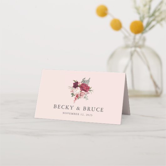 Romantic Pink Wedding Seat Plaatskaartje (Achterkant)