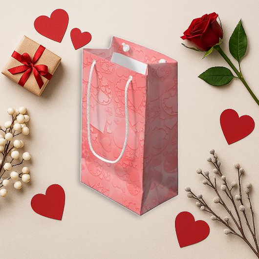 Romantic Pink Whimsical Heart Pattern Klein Cadeauzakje