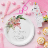 Romantic Pink & White Lilies Papieren Bordje (Feest)