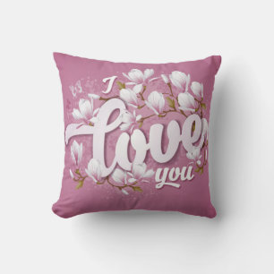 Romantic Pink & White Magnolia Floral Kussen