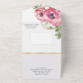 Romantic Pink & White Ranunculus All In One Uitnodiging (Buitenkant)