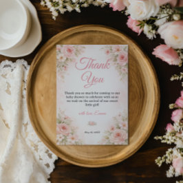 Romantic Pink Wildflower Baby Shower Thank You Bedankkaart