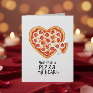Romantic Pizza Heart Valentine Card for Him Love Feestdagenkaart