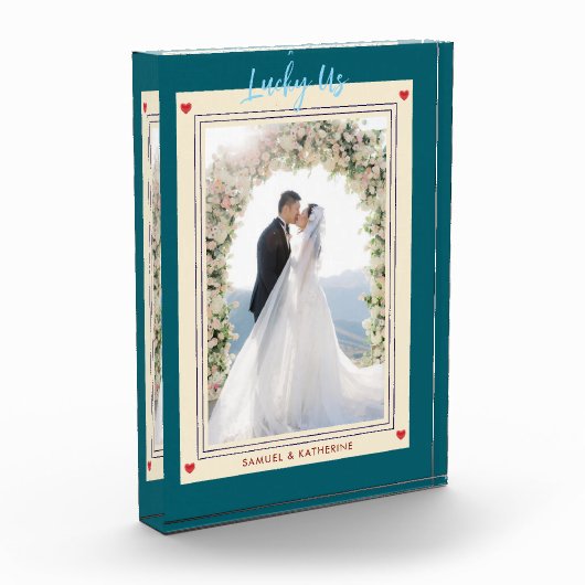 Romantic Playing Card Aesthetic Custom Names Green Fotoblokken (Links)