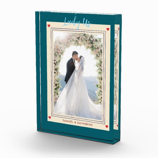 Romantic Playing Card Aesthetic Custom Names Green Fotoblokken (Rechts)