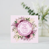 Romantic Plum Burgundy Blush Pink Floral Save The Date (Staand voorkant)
