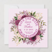 Romantic Plum Burgundy Blush Pink Floral Save The Date (Voorkant)