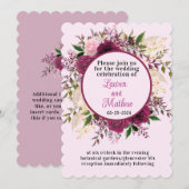 Romantic Plum Burgundy Blush Pink Floral Wedding Kaart (Voorkant / Achterkant)