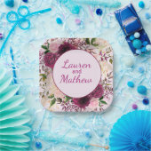 Romantic Plum Burgundy, Blush Pink op maat Papieren Bordje (Feest)