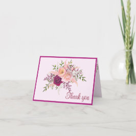 Romantic Plum Burgundy Blush Pink Wedding Bedankkaart