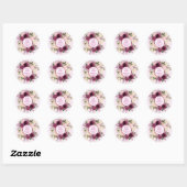 Romantic Plum Burgundy en Blush Pink Floral Ronde Sticker (Vel)
