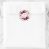 Romantic Plum Burgundy en Blush Pink Floral Ronde Sticker (Tas)