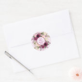 Romantic Plum Burgundy en Blush Pink Floral Ronde Sticker (Envelop)