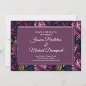 Romantic Plum Floral Wedding Save Date Save The Date (Voorkant)