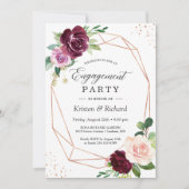 Romantic Plum Paars Blush Floral Engagement Party Kaart (Voorkant)