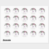 Romantic Plum Paars Roos Floral 21st Birthday Ronde Sticker (Vel)
