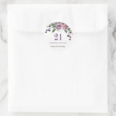 Romantic Plum Paars Roos Floral 21st Birthday Ronde Sticker (Tas)