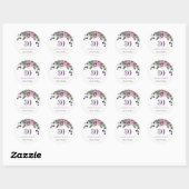 Romantic Plum Paars Roos Floral 30th Birthday Ronde Sticker (Vel)
