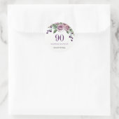 Romantic Plum Paars Roos Floral 90th Birthday Ronde Sticker (Tas)