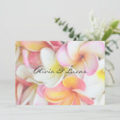 Romantic Plumeria Pink en Geel Kaart (Staand voorkant)
