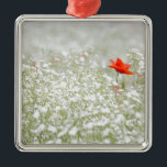 Romantic Poppy Flower Red White Meadow Metalen Ornament<br><div class="desc">Romantic Poppy Flower Red White Meadow</div>