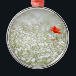 Romantic Poppy Flower Red White Meadow Metalen Ornament<br><div class="desc">Romantic Poppy Flower Red White Meadow</div>