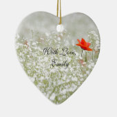 Romantic Poppy Flower Red White Meadow Natuur Keramisch Ornament (Rechts)