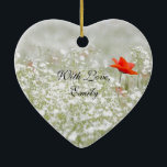 Romantic Poppy Flower Red White Meadow Natuur Keramisch Ornament<br><div class="desc">Romantic Poppy Flower Red White Meadow,  Natuur Photography Ornamy,  With Love,  Emily Typography,  je kunt alle tekst veranderen</div>