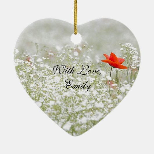 Romantic Poppy Flower Red White Meadow Natuur Keramisch Ornament (Achterkant)