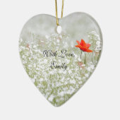 Romantic Poppy Flower Red White Meadow Natuur Keramisch Ornament (Links)