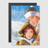 Romantic Prettige feestdagen Winter Love Magnetic  (Voorkant / Achterkant)