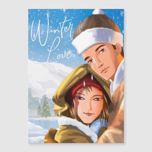 Romantic Prettige feestdagen Winter Love Magnetic  (Voorkant)
