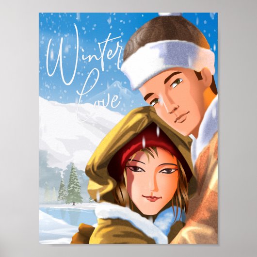 Romantic Prettige feestdagen Winter Love Poster Pa (Voorkant)