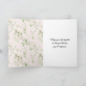 Romantic Pretty Blush Flowers Wedding Kaart (Binnen)