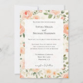 Romantic Pretty Cream Peach Floral Wedding Kaart (Voorkant)