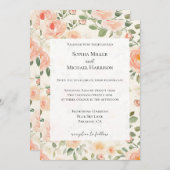 Romantic Pretty Cream Peach Floral Wedding Kaart (Voorkant / Achterkant)