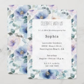 Romantic Pretty Lavender Flowers Birthday Kaart (Voorkant / Achterkant)