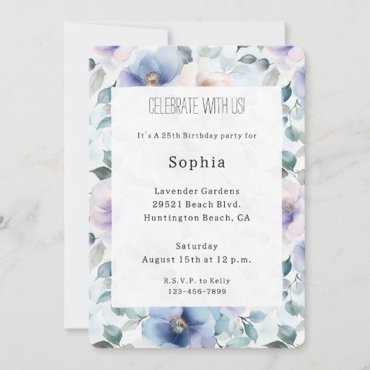 Romantic Pretty Lavender Flowers Birthday Kaart (Voorkant)