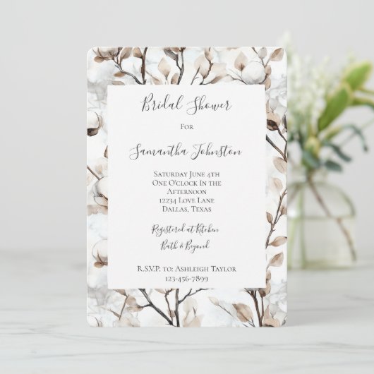 Romantic Pretty White Flowering Tree Bridal Shower Kaart (Staand voorkant)